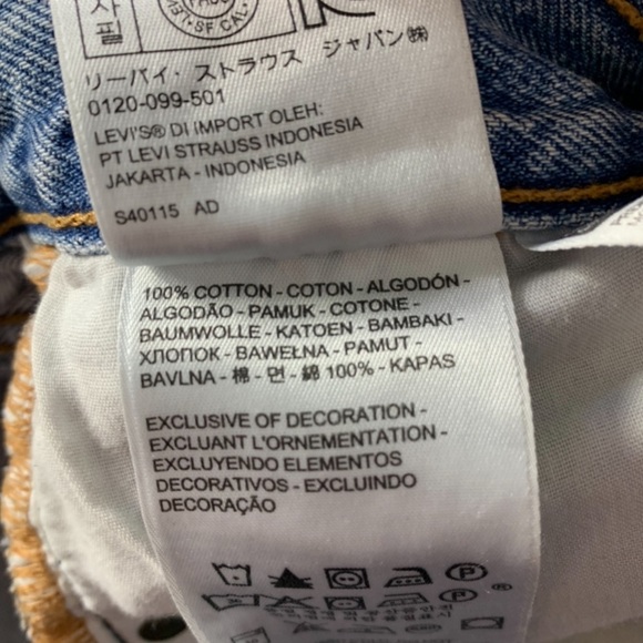 Levi’s Button Fly Raw Hem Distressed 100% Cotton Jean Denim Mini Skirt - Picture 9 of 12